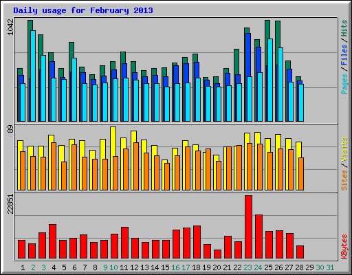Daily usage for February 2013