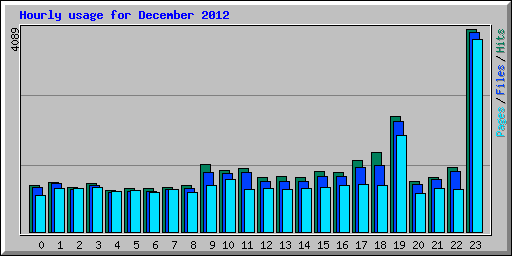 Hourly usage for December 2012